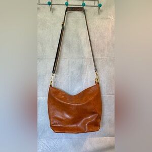 Brown Leather ‘look’ purse with gold hardware
